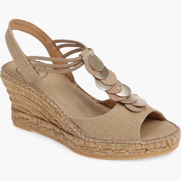 Toni Pons Shoes - NWOB TONI PONS ORIGENS Women's Sitges Stone Tan Metallic Wedge Sandals Sz 5.5/36
